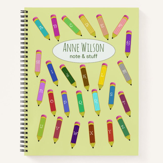 Cuaderno Pencillos educativos alfabéticos coloridos (Anverso)
