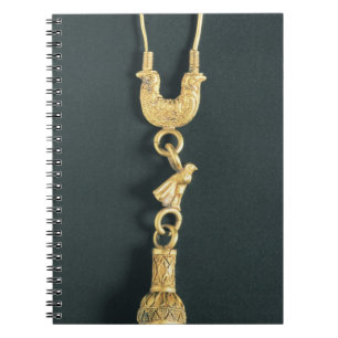 Cuaderno Pendiente del oro con el colgante descenso-formado