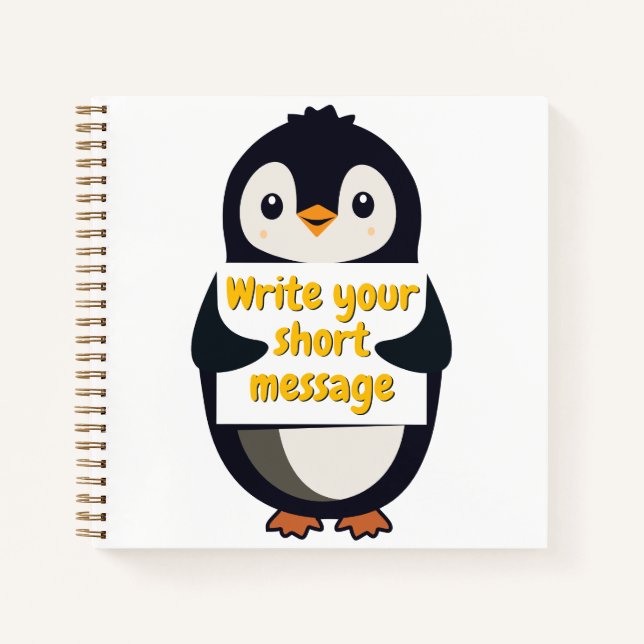 Cuaderno Penguin illustration holding customizable sign (Anverso)