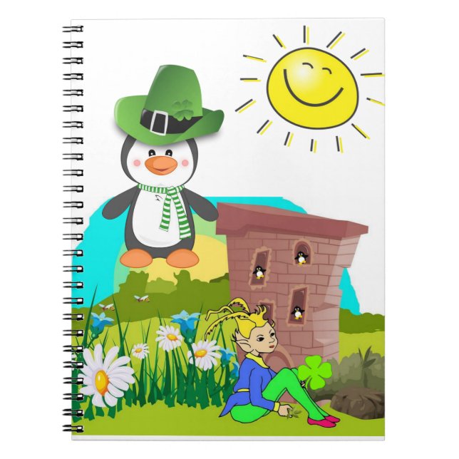 Cuaderno penguin leprechaun, el día del feliz san patrick (Frente)