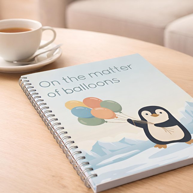 Cuaderno Penguin with Balloons | Dry Humour Custom Notebook (Coffee table)
