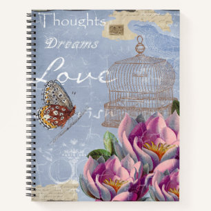 Cuaderno Pensamientos de amor victorianos ensueño mariposa
