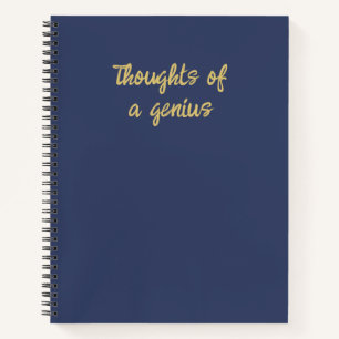 Cuaderno Pensamientos Divertidos de un Genio Frase Azul Oro