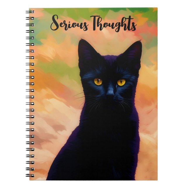 Cuaderno Pensamientos serios para el gato Arte para el Diar (Frente)