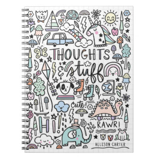 Cuaderno Pensamientos y cosas lindas garabatos