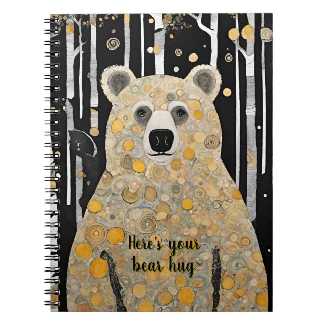 Cuaderno Pensando en ti, abrazo de oso lindo (Frente)