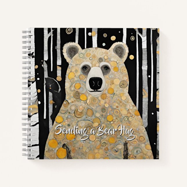 Cuaderno Pensando en ti, abrazo de oso lindo (Anverso)