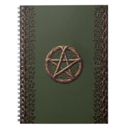 Cuaderno Pentáculo de ramita de madera verde oliva wiccano