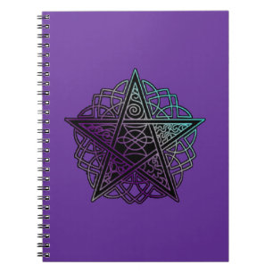 Cuaderno Pentáculo intrincado púrpura y acuático