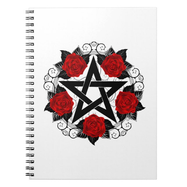 Cuaderno Pentagram con rosas rojas (Frente)