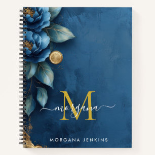 Cuaderno Peonía Dorada Azul Oscuro