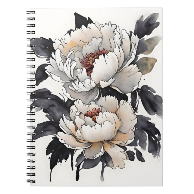 Cuaderno Peonía - Flores de acuarela (Frente)