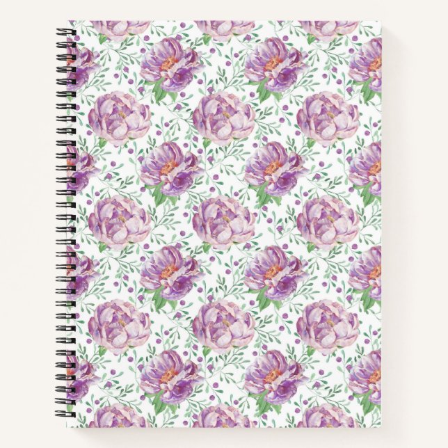 Cuaderno peonía púrpura acuarela (Anverso)