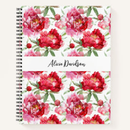 Cuaderno Peonías Dulces Acuarela | tu nombre