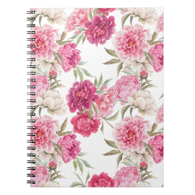 Cuaderno Peonías rosadas acuarelas: elegancia floral (Frente)