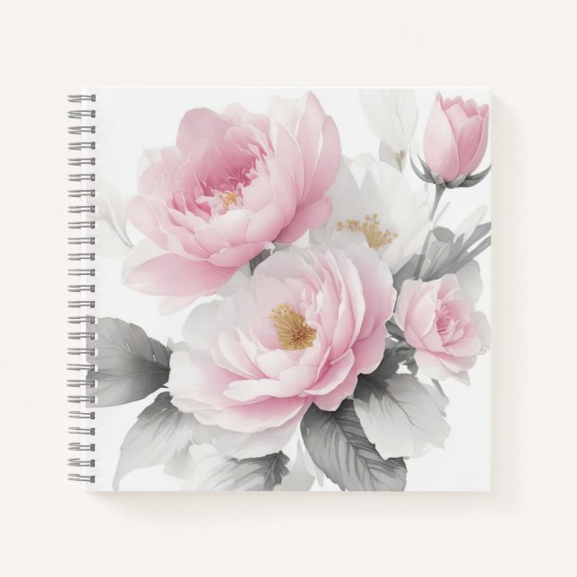 Cuaderno Peonías rosadas al acuarela (Anverso)