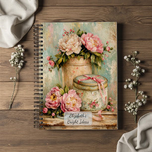 Cuaderno Peonías Shabby Chic y Lata Vintage