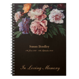 Cuaderno Peonies 1 Memorial Funeral Libro Espiral NB