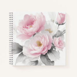 Cuaderno Peonies rosados de color de agua