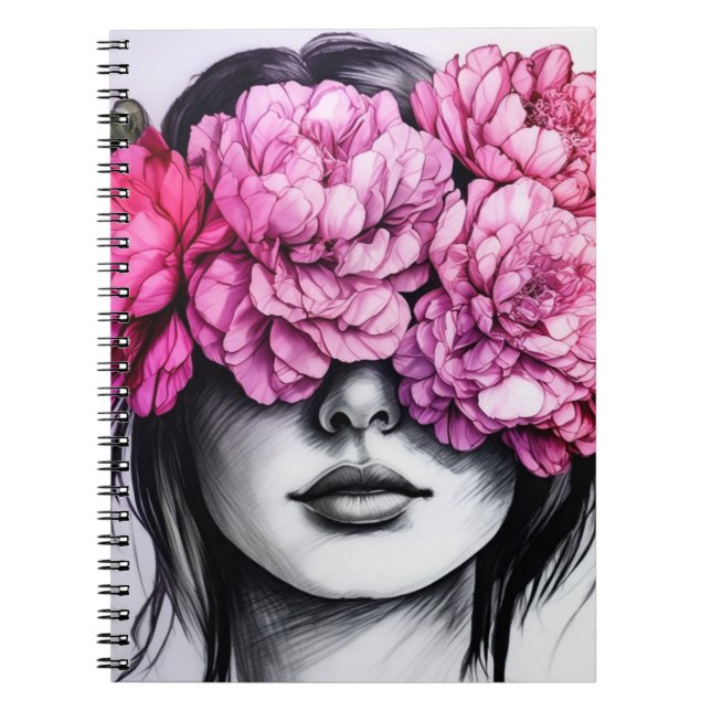 Cuaderno Peonies rosados | Diario de bloc de notas (Frente)