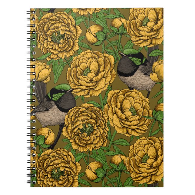 Cuaderno Peonies y wrens (Frente)
