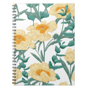 Cuaderno Peony Claire de Lune Plants Seamless Pattern.