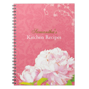 Cuaderno Peony del damasco y diario de la receta de la