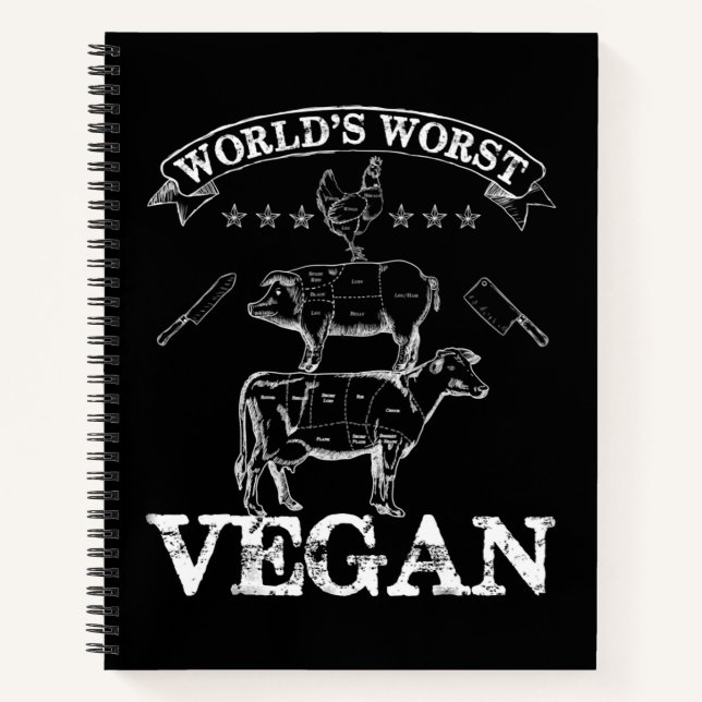Cuaderno Peor carne vegetariana vaca de cerdo con barbacoa (Anverso)