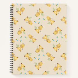 Cuaderno Pequeña jirafa floral marrón claro