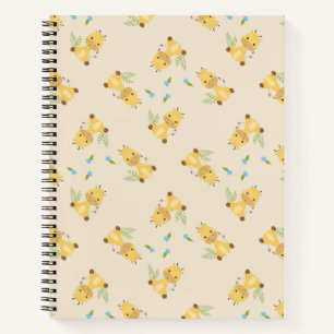 Cuaderno Pequeña jirafa floral marrón claro