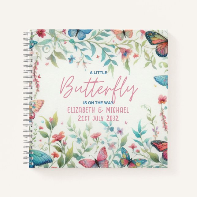 Cuaderno Pequeña MARIPOSA en el camino a la ducha de bebé (Anverso)