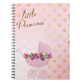 Cuaderno Pequeña Princesa Rosa y Carrito de la Corona de Or