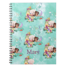 Cuaderno Pequeña Sirena Rosa Bajo El Pescado Del Mar