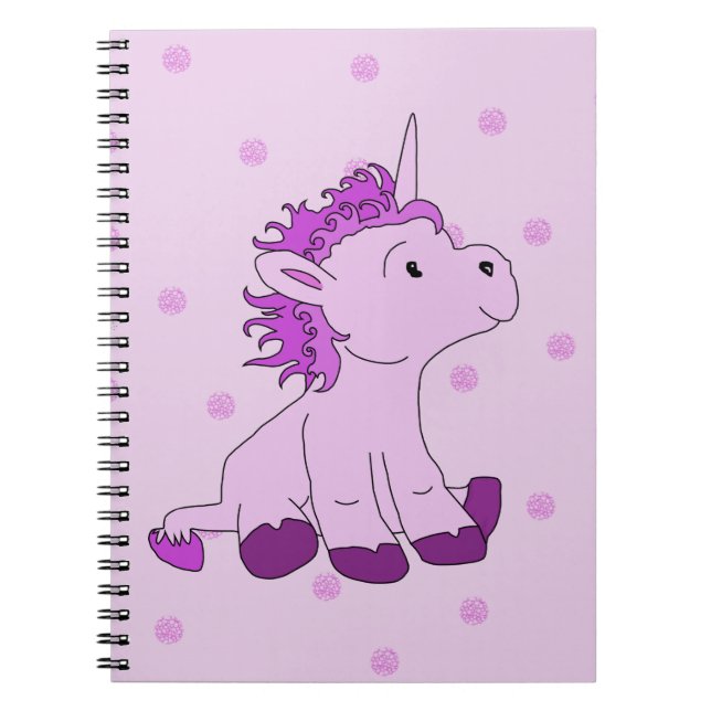 Cuaderno Pequeña Unicornio en un fondo rosa (Frente)