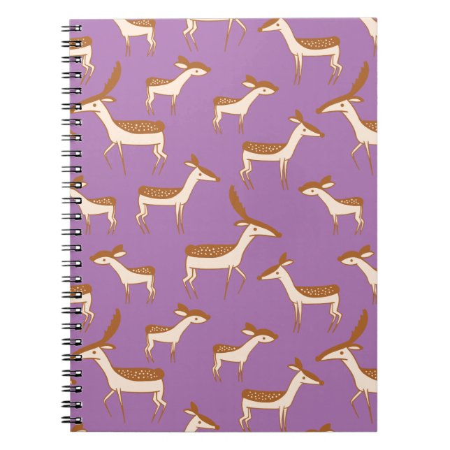 Cuaderno Pequeña venada y familia en morado de lavanda (Frente)