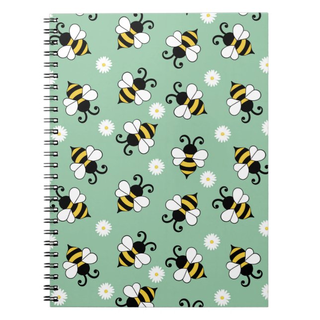 Cuaderno Pequeñas abejas y flores de margarita (Frente)