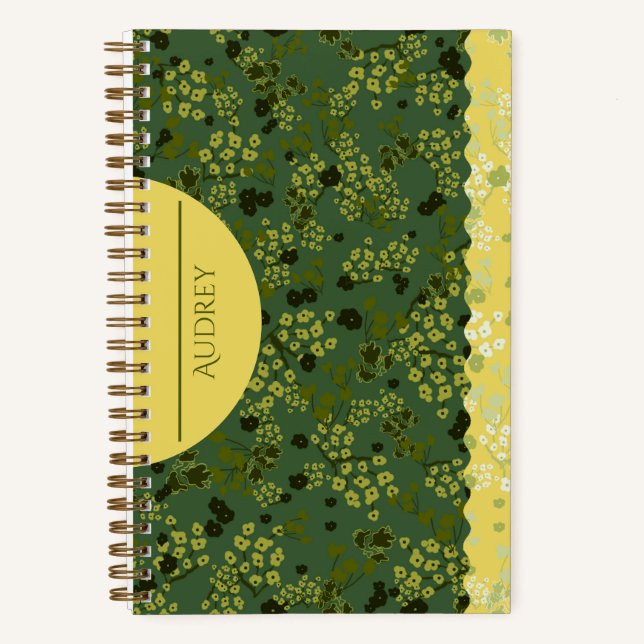 CUADERNO PEQUEÑAS FLORES VERDES Y AMARILLAS (Anverso)