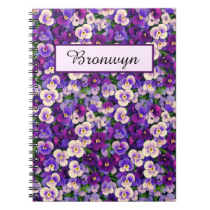 Cuaderno Pequeñas pansias moradas personalizadas