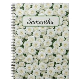 Cuaderno Pequeñas rosas blancas personalizadas
