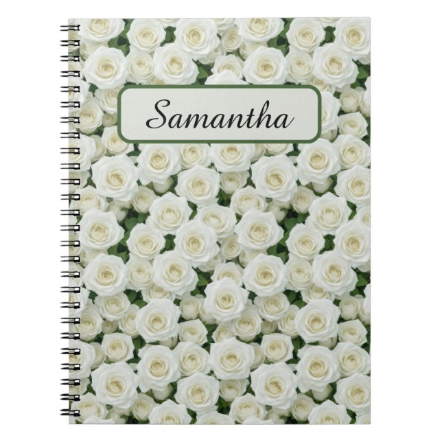 Cuaderno Pequeñas rosas blancas personalizadas (Frente)