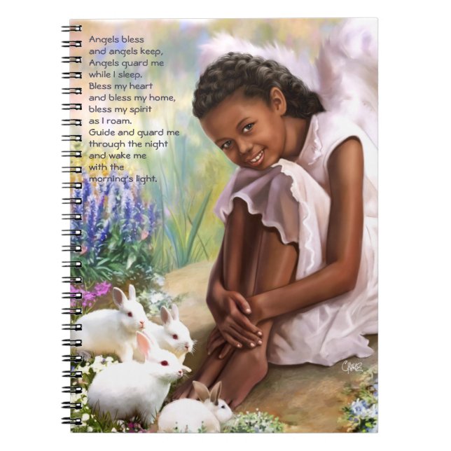 Cuaderno Pequeño ángel con conejitos de regalo de Pascua (Frente)