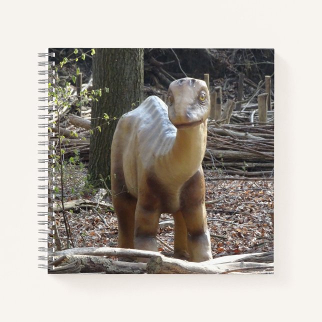 Cuaderno pequeño beige de dinosaurio cuadrado (Anverso)