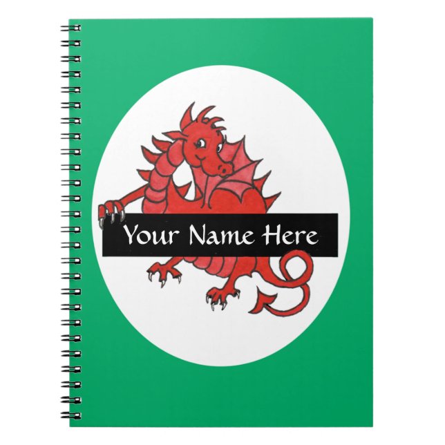 Cuaderno Pequeño bloc de notas de dragón rojo para personal (Frente)