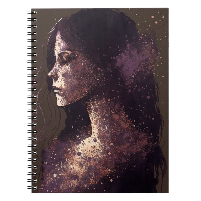 Cuaderno Pequeño bloc de notas morado y marrón de la mujer  (Frente)