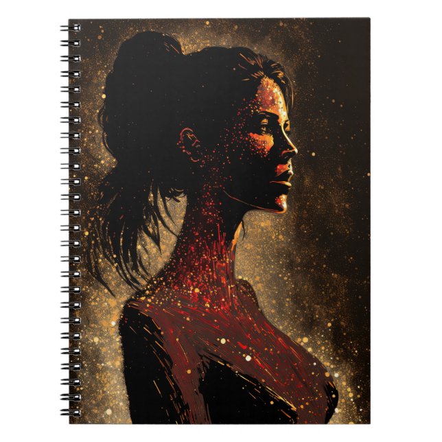 Cuaderno Pequeño bloc de notas rojo y marrón de la mujer de (Frente)