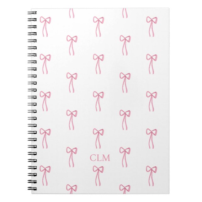 Cuaderno Pequeño Bow Rosa Monogramado (Frente)