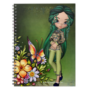 Cuaderno Pequeño Chica asiático Fantasía Nota espiral Libro