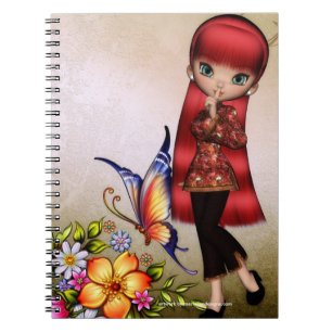Cuaderno Pequeño Chica asiático Fantasía Nota espiral Libro