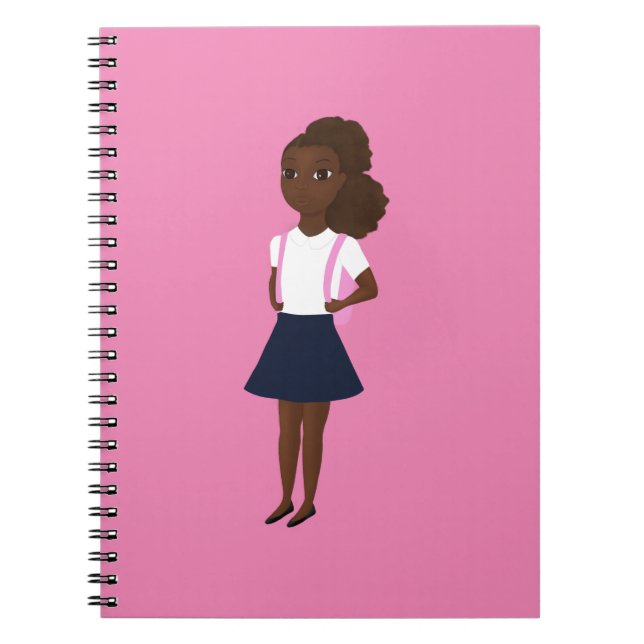 Cuaderno Pequeño Chica negro de vuelta a la escuela (Frente)