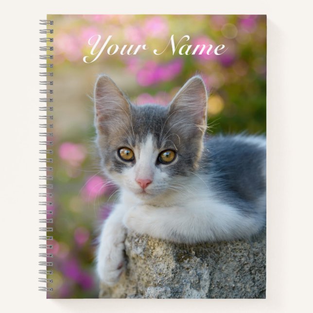 Cuaderno Pequeño color lindo gatito flauta foto - Nombre (Anverso)